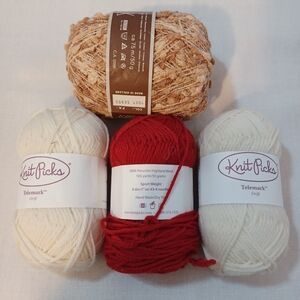 Mixed Yarn Bundle: Knit Picks Telemark( Wool)& Moda Dea Eden Earth( Fringe)